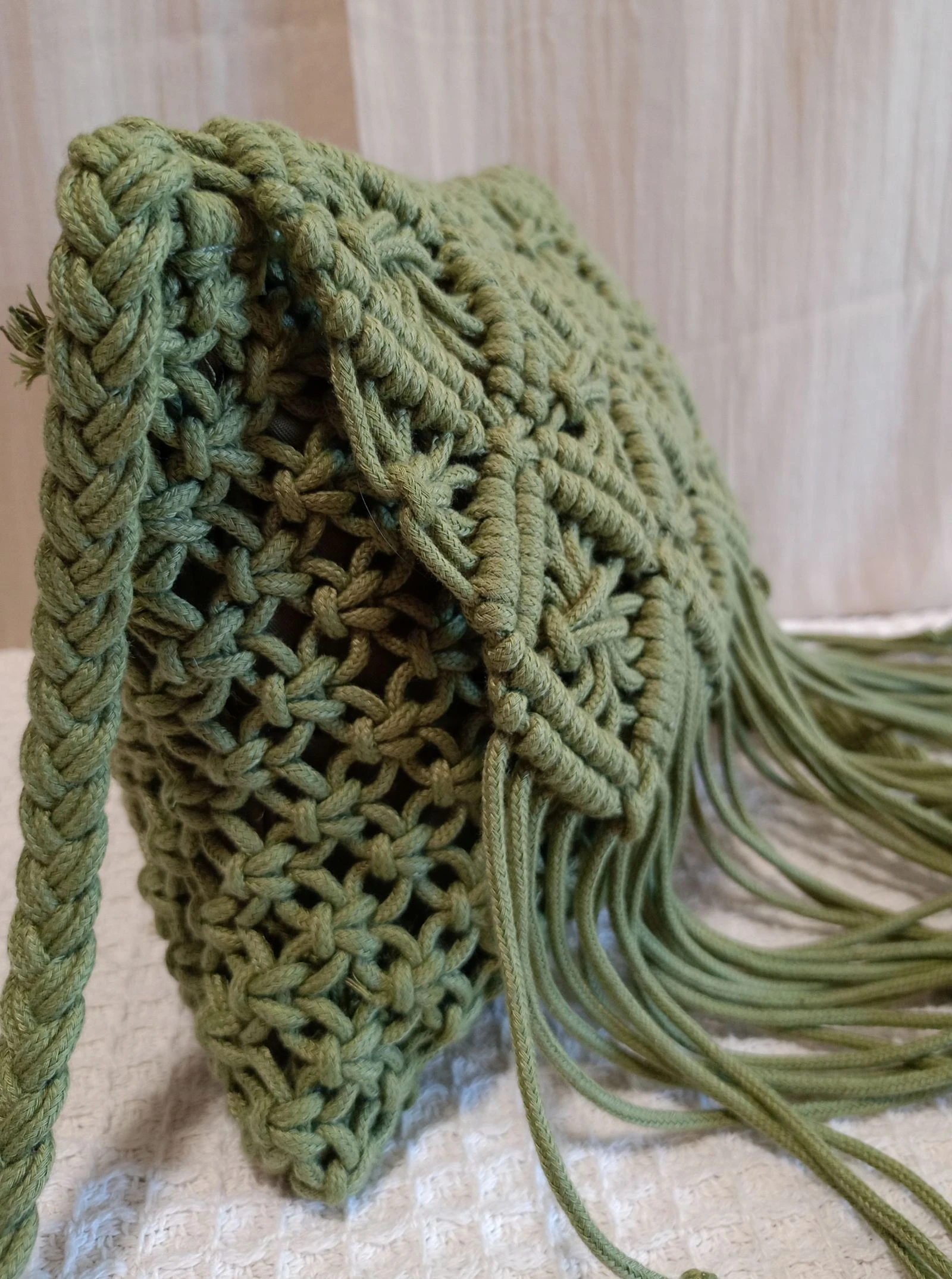 Olijfgroene macramé schoudertas – photo 5
